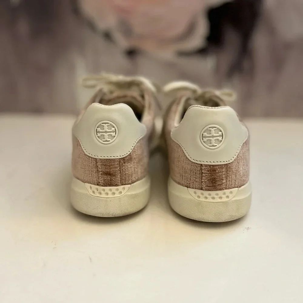 ! Tory Burch Howell Velvet Sneaker Mauve Pink Womens